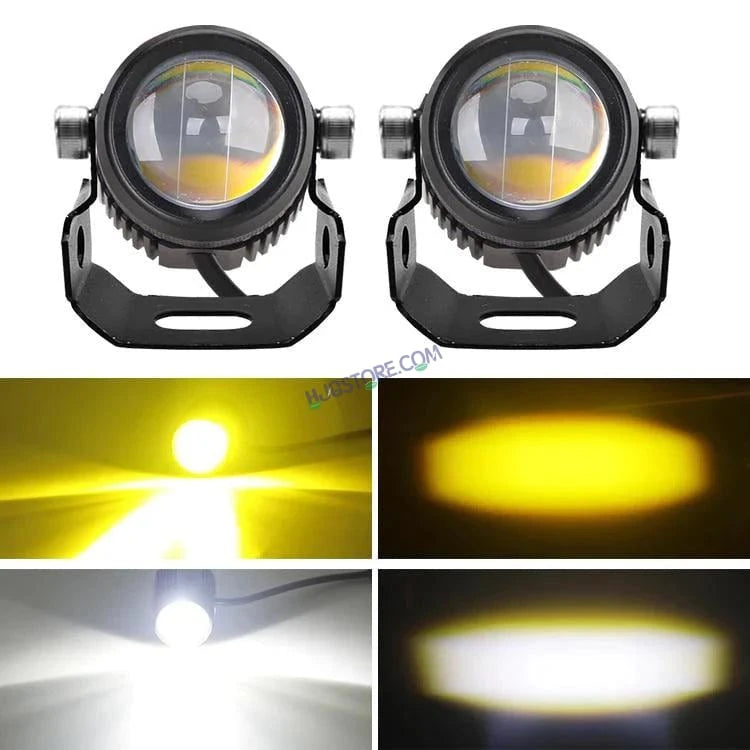Original HJG Mini Drive LED Fog Light Bulb Lamp For Cars and Motorcycles Dual Color (White & Yellow) With Cooling Fan 2Pcs - HJGstore.com