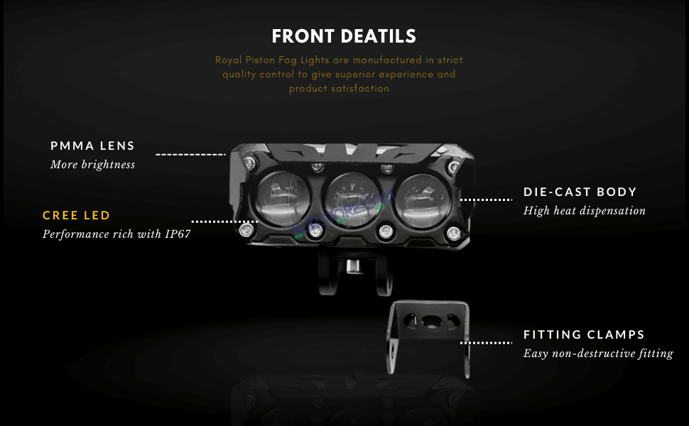 HJG Future Eyes 3 LED 120W Fog Light (3 Round LED HJG Fog Light, 60W per pc * 2 = 120W Total) White Yellow - HJGstore.com