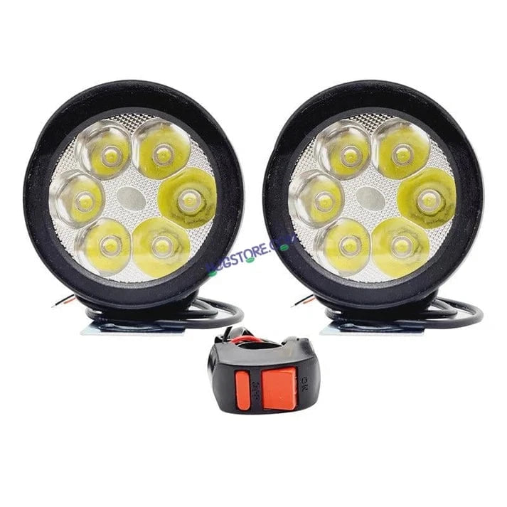 HJG 6 LED Yellow Fog Lights for Bikes and Cars High Power, Heavy clamp and Strong ABS Plastic. (6 led Cap Set with Switch) Yellow Only with Flash Mode - HJGstore.com