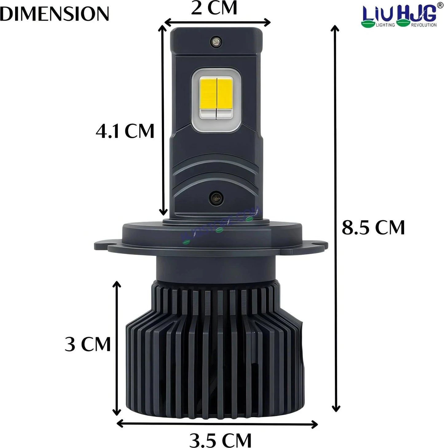 HJG M2 Mini 70W White/Yellow H4 Dual Beam New Model LED Bulb AC/DC Headlight LED Bulb White/Yellow Hi/Lo 70W H4 LED for Bike Car Light H4 LED with Fan Conversion Kit Hi/Lo Beam Headlight 12V/24V for Bike/Car, Set of 1, 7000 LM 70W, White/Yellow Hi/Lo - HJGstore.com
