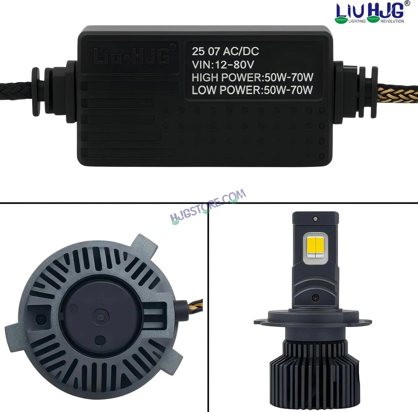 HJG M2 Mini 70W White/Yellow H4 Dual Beam New Model LED Bulb AC/DC Headlight LED Bulb White/Yellow Hi/Lo 70W H4 LED for Bike Car Light H4 LED with Fan Conversion Kit Hi/Lo Beam Headlight 12V/24V for Bike/Car, Set of 1, 7000 LM 70W, White/Yellow Hi/Lo - HJGstore.com