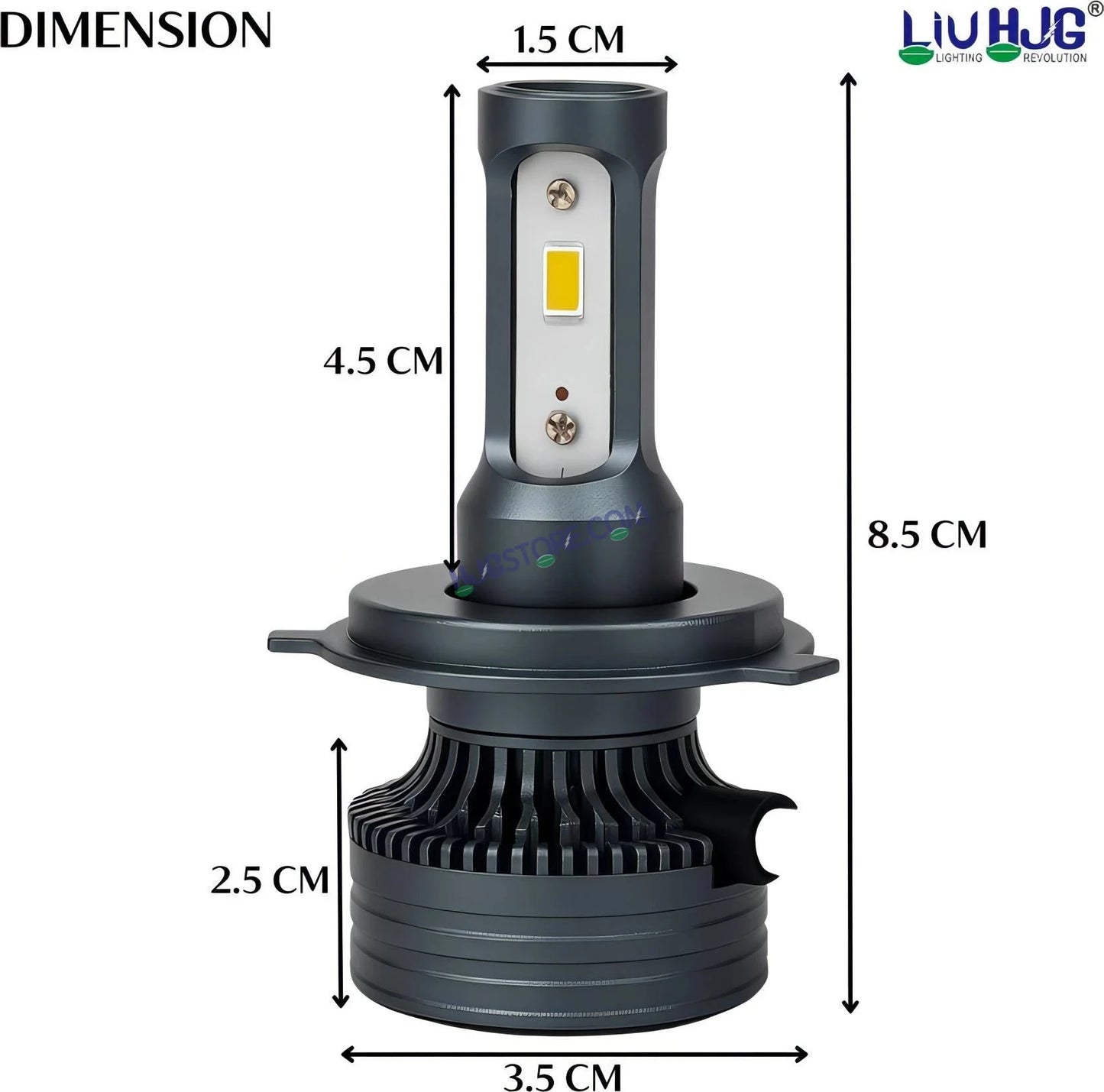 HJG 130W M3 Mini H4 New Model LED Bulb AC/DC Headlight LED Bulb White Beam 130W HJG M3 130W H4 LED for Bike Car Light H4 LED with Fan Bulb 13000LM 130W Conversion Kit Hi/Lo Beam Headlight 12V/24V for Motorcycle/Car, Set of 1, 13000 LM 130W, White Hi/Lo - HJGstore.com