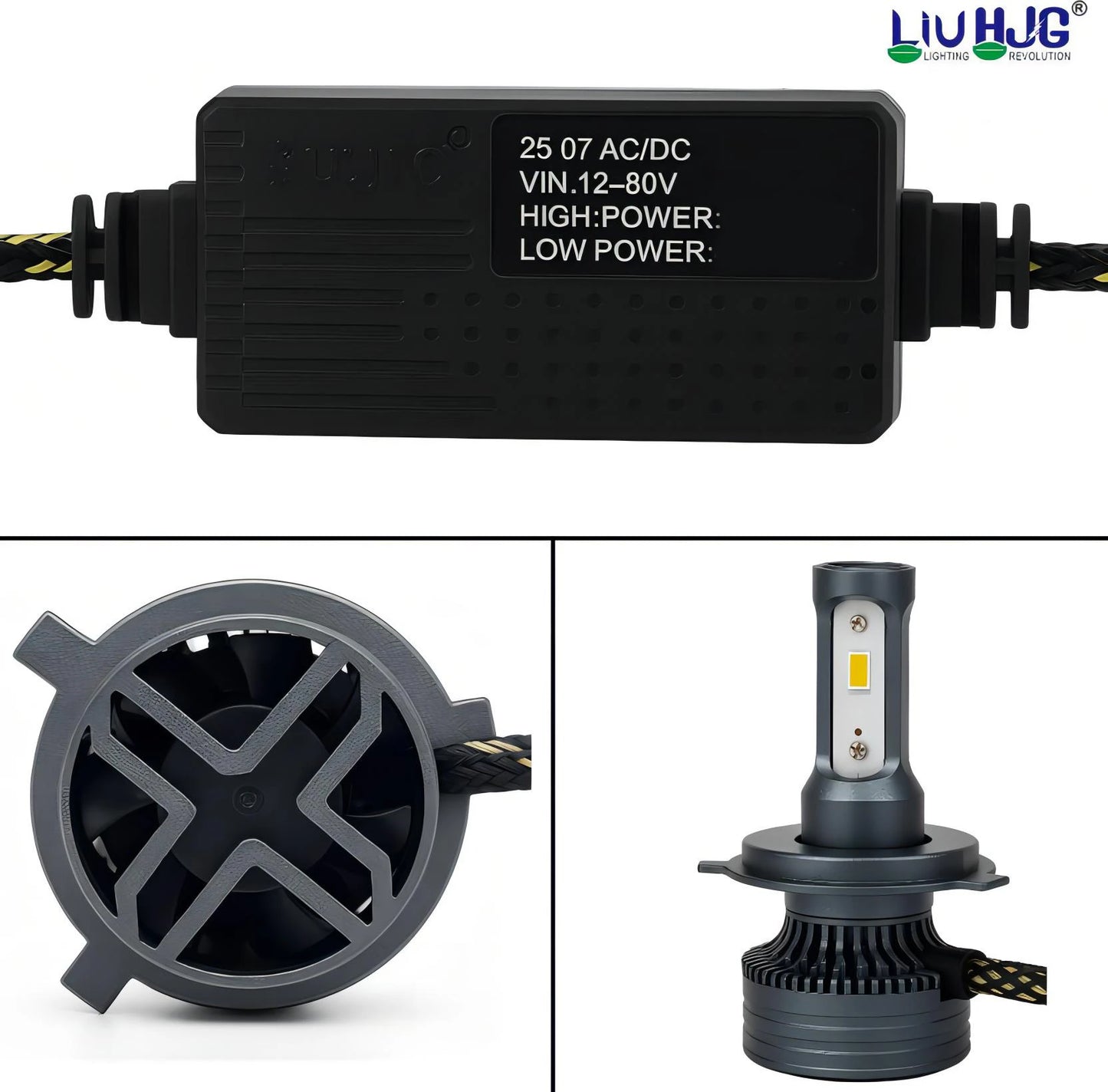 HJG 130W M3 Mini H4 New Model LED Bulb AC/DC Headlight LED Bulb White Beam 130W HJG M3 130W H4 LED for Bike Car Light H4 LED with Fan Bulb 13000LM 130W Conversion Kit Hi/Lo Beam Headlight 12V/24V for Motorcycle/Car, Set of 1, 13000 LM 130W, White Hi/Lo - HJGstore.com