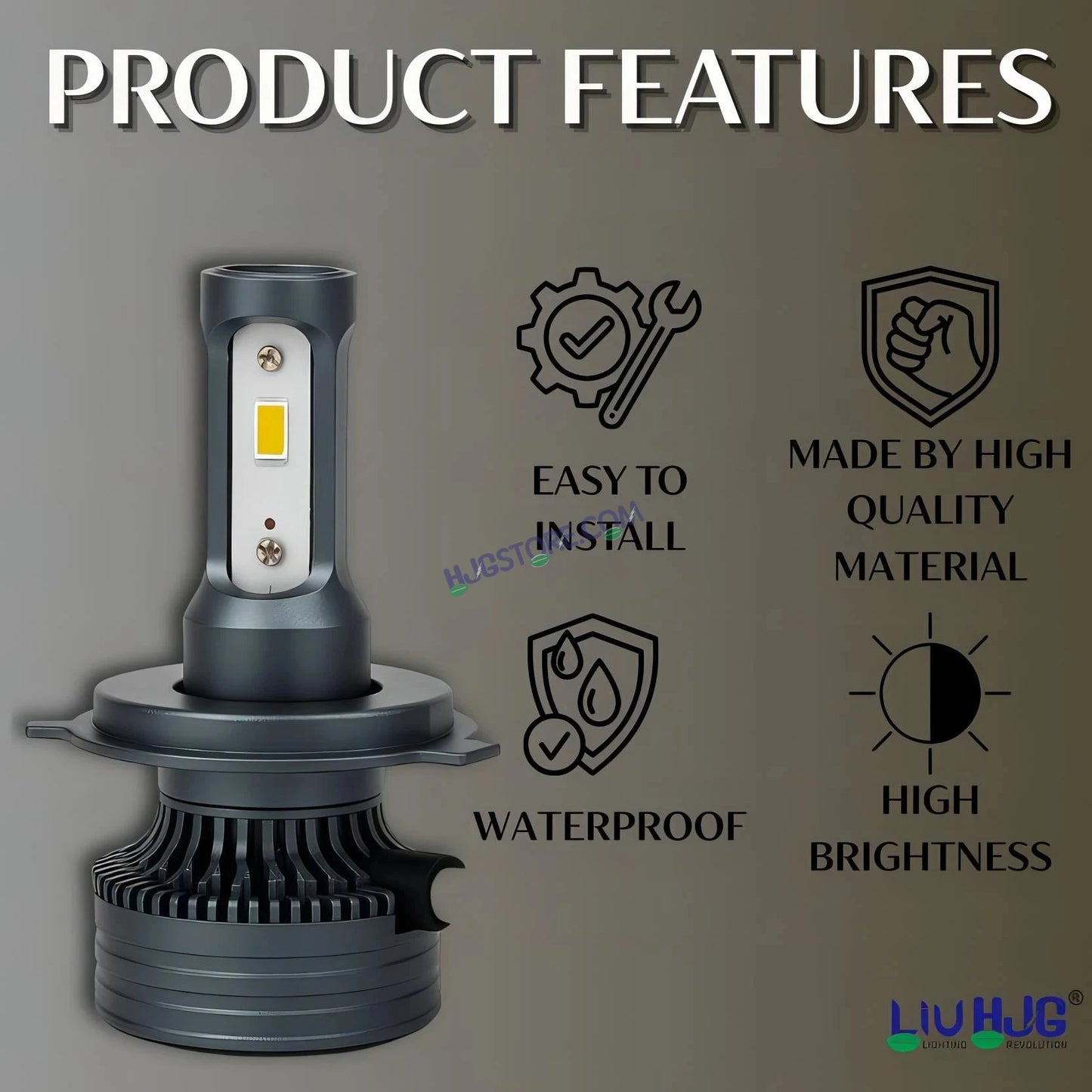 HJG 130W M3 Mini H4 New Model LED Bulb AC/DC Headlight LED Bulb White Beam 130W HJG M3 130W H4 LED for Bike Car Light H4 LED with Fan Bulb 13000LM 130W Conversion Kit Hi/Lo Beam Headlight 12V/24V for Motorcycle/Car, Set of 1, 13000 LM 130W, White Hi/Lo - HJGstore.com