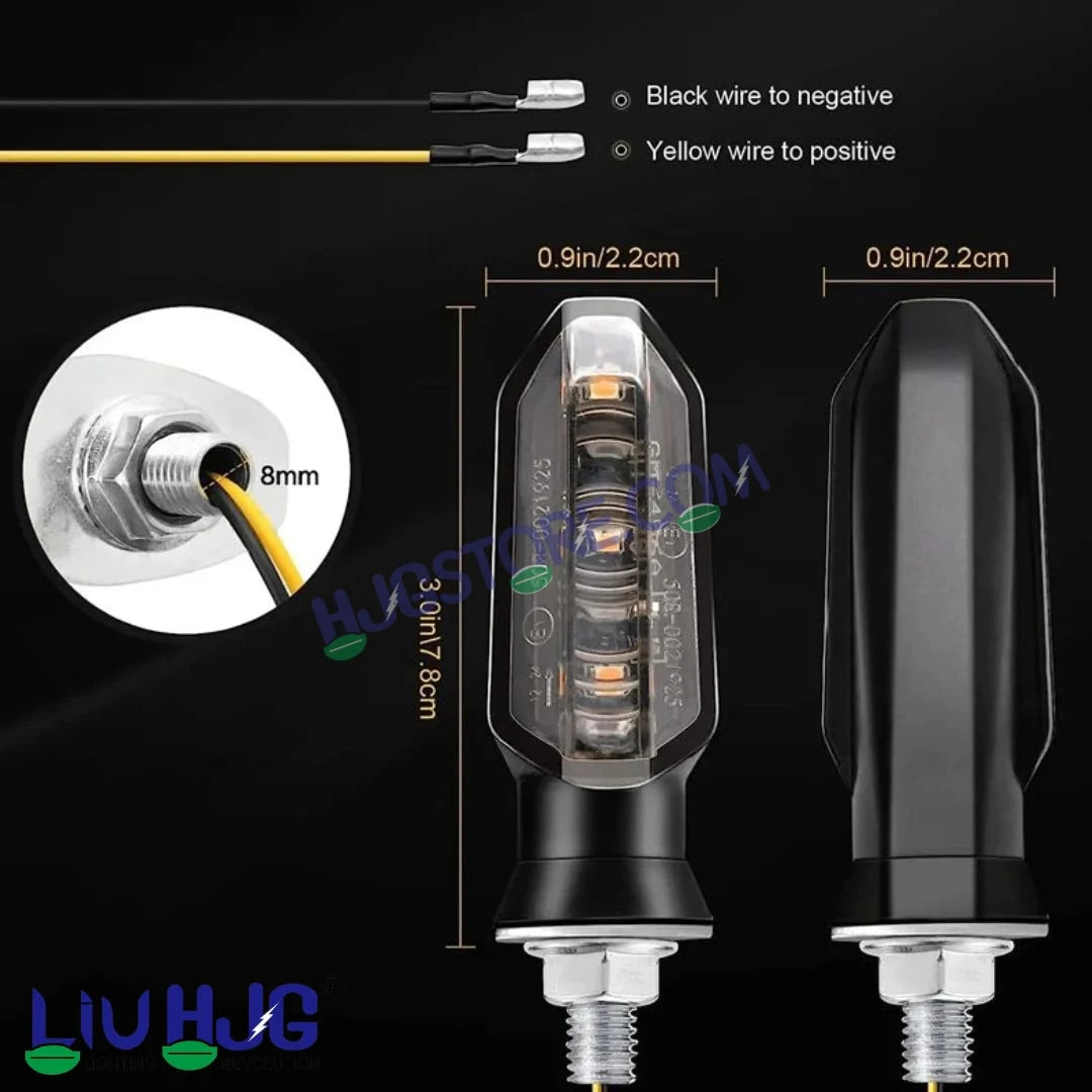 HJG 3 LED Small Indicator Yellow Bike Turn Signals Waterproof Flexible Blinker Bright LED Indicators Universal For All Bike Models Motorcycle Turn Signal Lights LIU HJG Small 3 LED Yellow Indicator, Universal for All Bikes & Motorcycles, Pack of 2 - HJGstore.com
