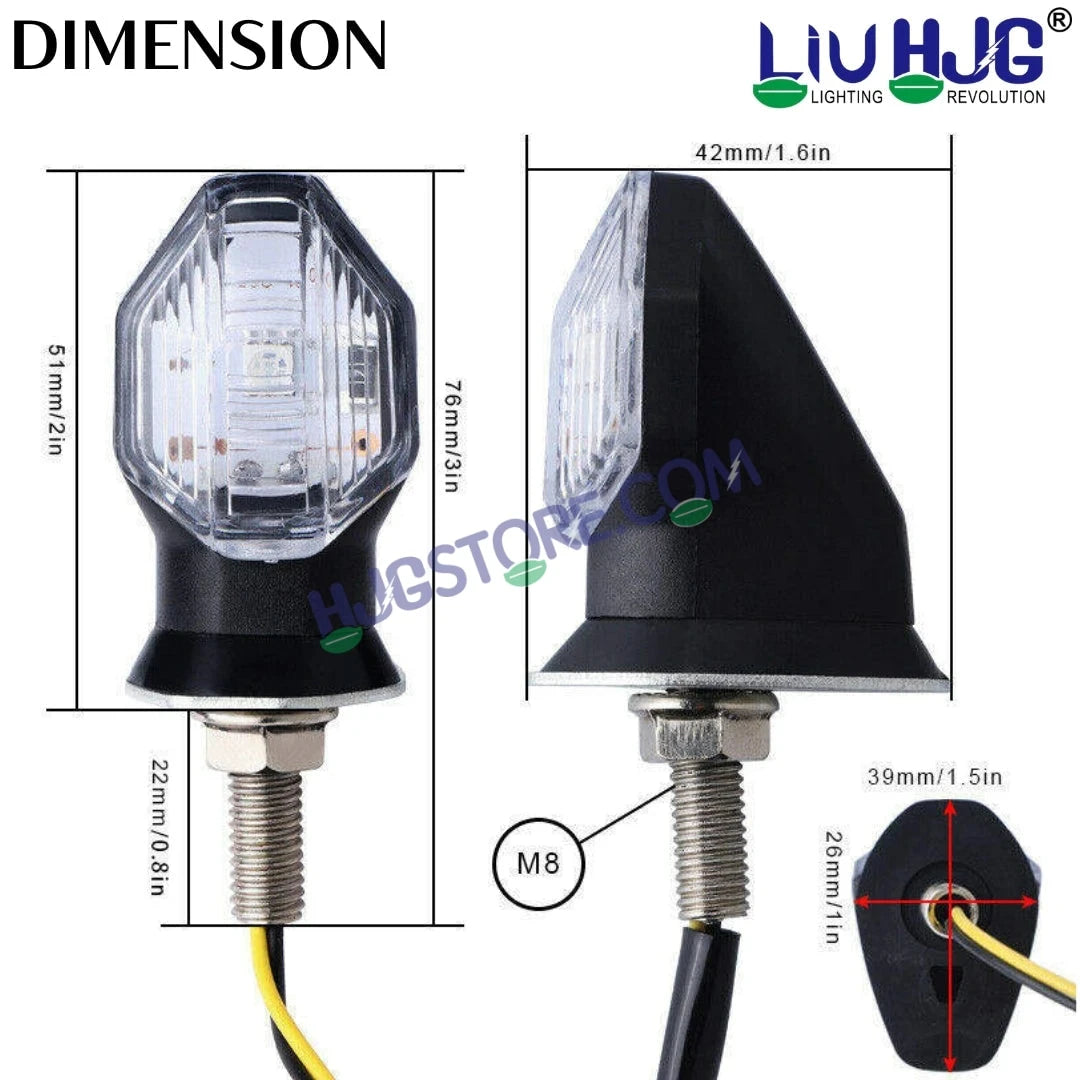 HJG Single LED Small Indicator Yellow Bike Turn Signals Waterproof Flexible Blinker Bright LED Indicators Universal For All Bike Models Motorcycle Turn Signal Lights LIU HJG Small 1 LED Yellow Indicator, Universal for All Bikes & Motorcycles, Pack of 2 - HJGstore.com