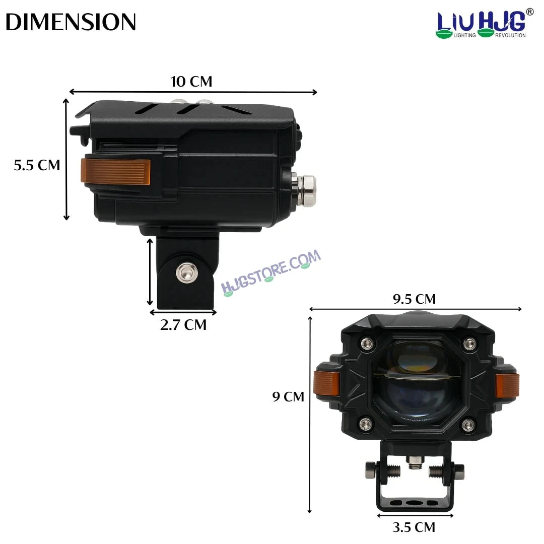 HJG NightBreaker P107 Dual Projector Lens Foglight 120W Dual Lens Projector Lens Fog Light 120W Foglight Ultra Wide Dual Intensity LED Fog Lights White/Yellow Universal For All Cars & Bikes with Hazard Indicator LIU HJG NightBreaker P107 Fog Red Amber DRL - HJGstore.com