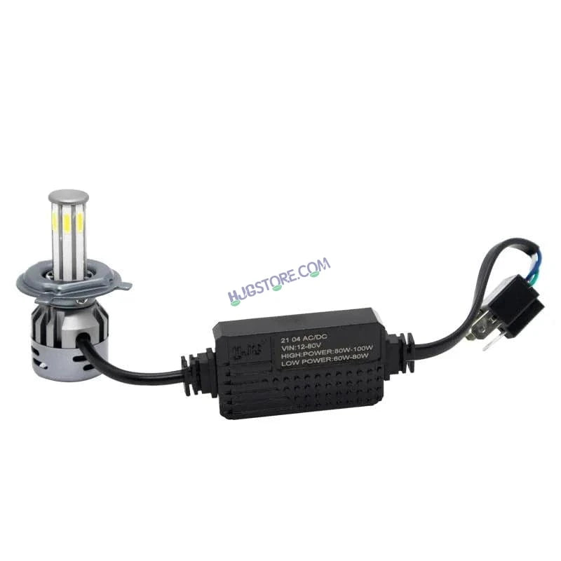 HJG M8 ORIGINAL 100W LED Headlight Bulb H4 For All Motorcycles (Low and High Beam Bulbs (White) AC/DC 100Watt 8 Side Chip) - Type H4 - HJGstore.com