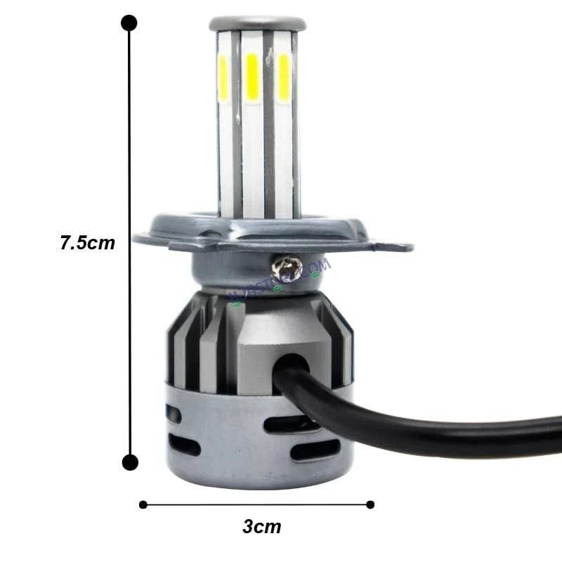 HJG M8 ORIGINAL 100W LED Headlight Bulb H4 For All Motorcycles (Low and High Beam Bulbs (White) AC/DC 100Watt 8 Side Chip) - Type H4 - HJGstore.com