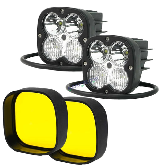 HJG 120W 4x4 4 LED CREE Spirit Model LIU HJG 60w Fog Light Auxiliary Light For All Motorcycles White With Yellow Filter Cap (Set of 2) HJG 4x4 CREE Spirit Model - HJGstore.com