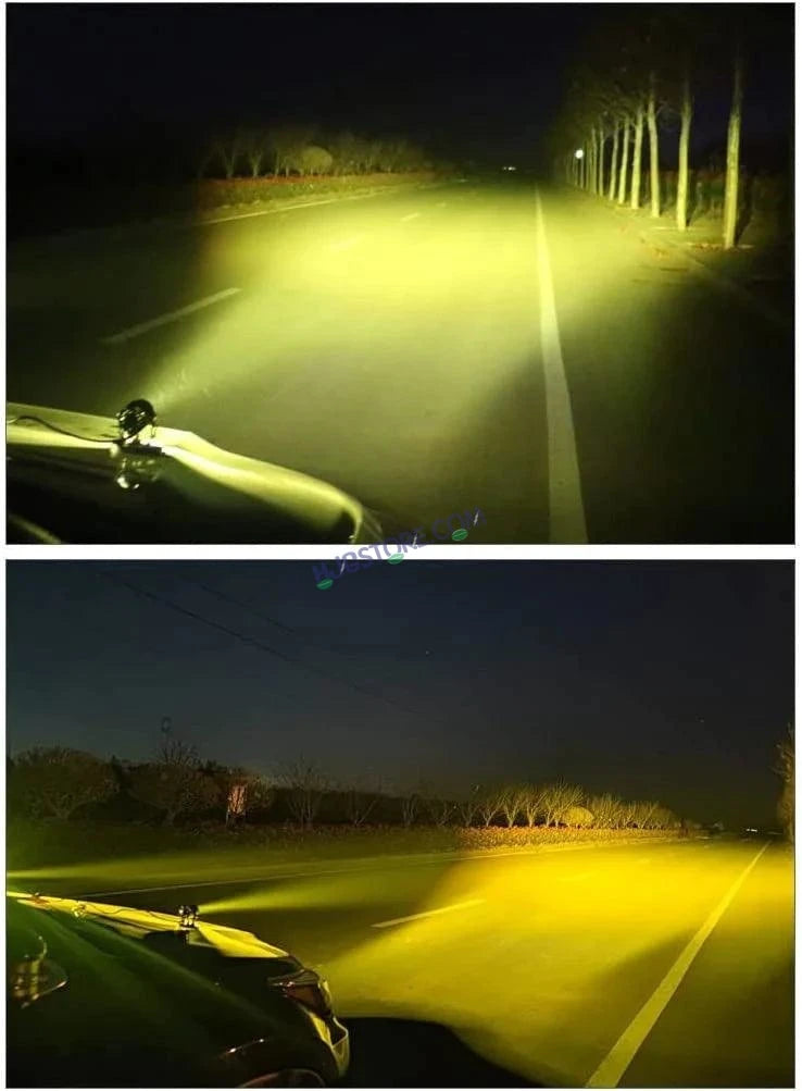 Original HJG Mini Drive LED Fog Light Bulb Lamp For Cars and Motorcycles Dual Color (White & Yellow) With Cooling Fan 2Pcs - HJGstore.com