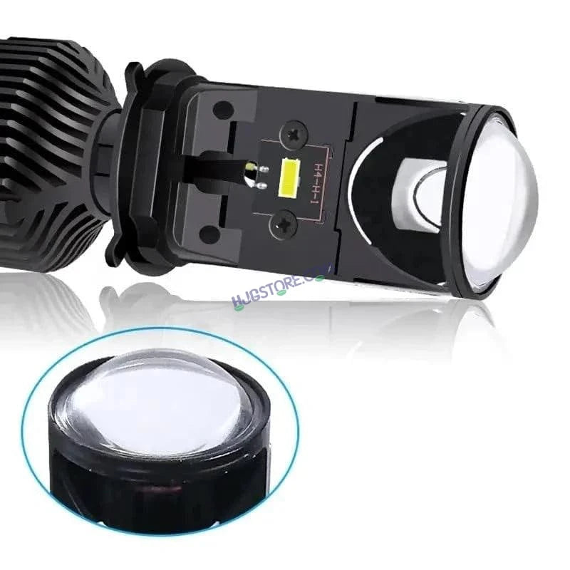 HJG Y6 Projector Lens Set of 2 H4 LED Bulb 100W Car HJG Y6 Projector Light Lamp H4 LED Mini Projector Lens with Fan for Bike Bulb 7000LM Conversion Kit Hi/Lo Beam Headlight 12V/24V for Motorcycle, Set of 2, Car, White - HJGstore.com