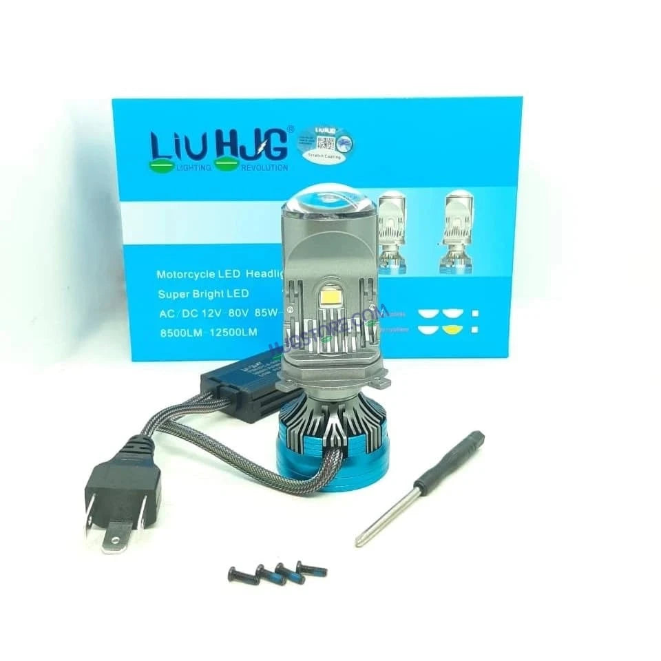 HJG Y6 New Model 125W Projector Lens H4 LED Bulb 125W HJG Y6 Projector Light Lamp H4 LED Mini Projector Lens with Fan for Bike Bulb 12500LM Conversion Kit Hi/Lo Beam Headlight 12V/24V for Motorcycle, Set of 1, White Hi/Lo LIU HJG Y6 H4 125W, Pack of 1 - HJGstore.com