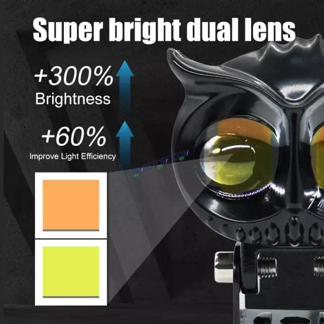 HJG New Model Owl Fog Light For Bike/Car/Thar/Jeep ( Cool White, 40W each * 2 = 80W Total ) - Pack of 2 - HJGstore.com