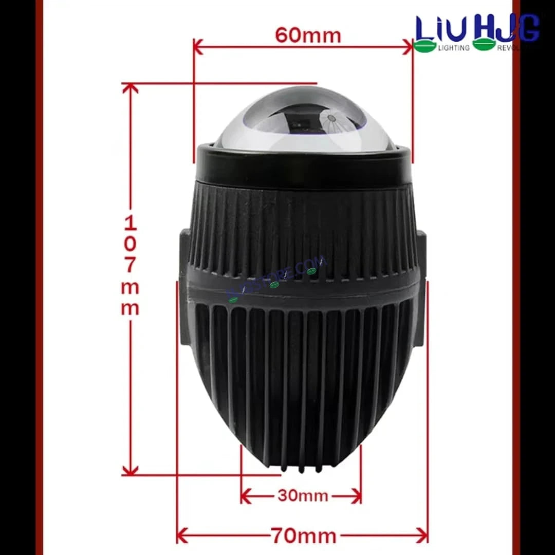 HJG New J37 Single Projector Lens 2pc Foglight Single LED Projector Fog Lens 60W with Red DRL Foglight Ultra Wide Dual Intensity LED Fog Lights White/Yellow/Red DRL Projector (60W) Universal For All Cars & Bikes LIU HJG J37 Projector Lens Power Efficient - HJGstore.com