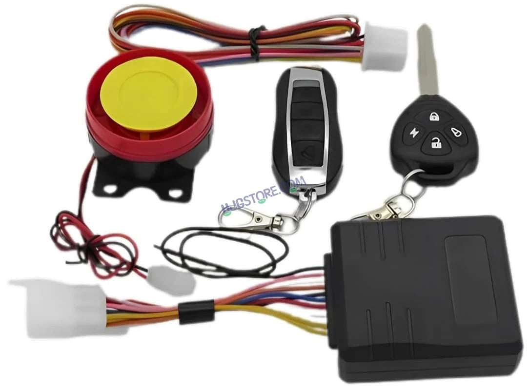 HJG Keyless Alarm System Kit Keyless Start One-Way Bike Alarm Kit for Two Wheeler Security HJG Anti-Theft Alarm System Kit (Loud Siren 125 dB, Flashing Light) LIU HJG Keyless Alarm System Kit - HJGstore.com