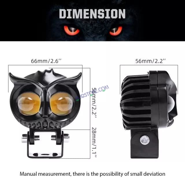 HJG New Model Owl Fog Light For Bike/Car/Thar/Jeep ( Cool White, 40W each * 2 = 80W Total ) - Pack of 2 - HJGstore.com