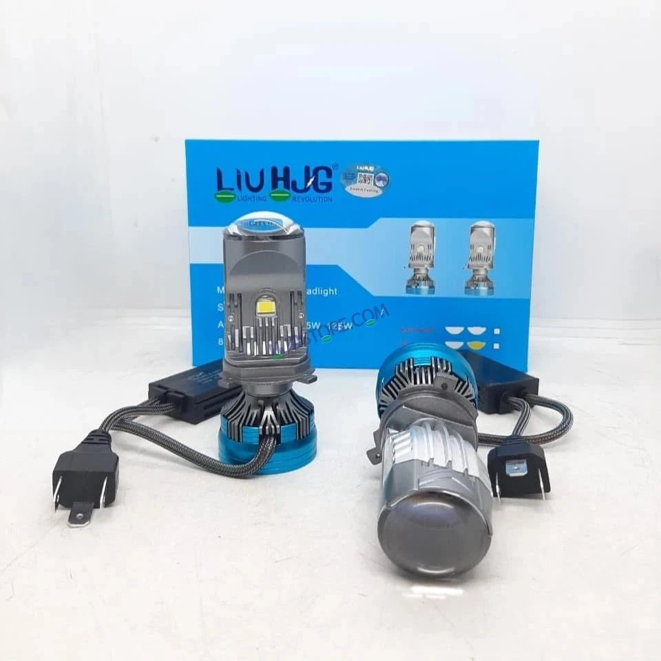 HJG Y6 New Model 125W Projector Lens H4 LED Bulb 125W HJG Y6 Projector Light Lamp H4 LED Mini Projector Lens with Fan for Bike Bulb 12500LM Conversion Kit Hi/Lo Beam Headlight 12V/24V for Motorcycle, Set of 1, White Hi/Lo LIU HJG Y6 H4 125W, Pack of 1 - HJGstore.com