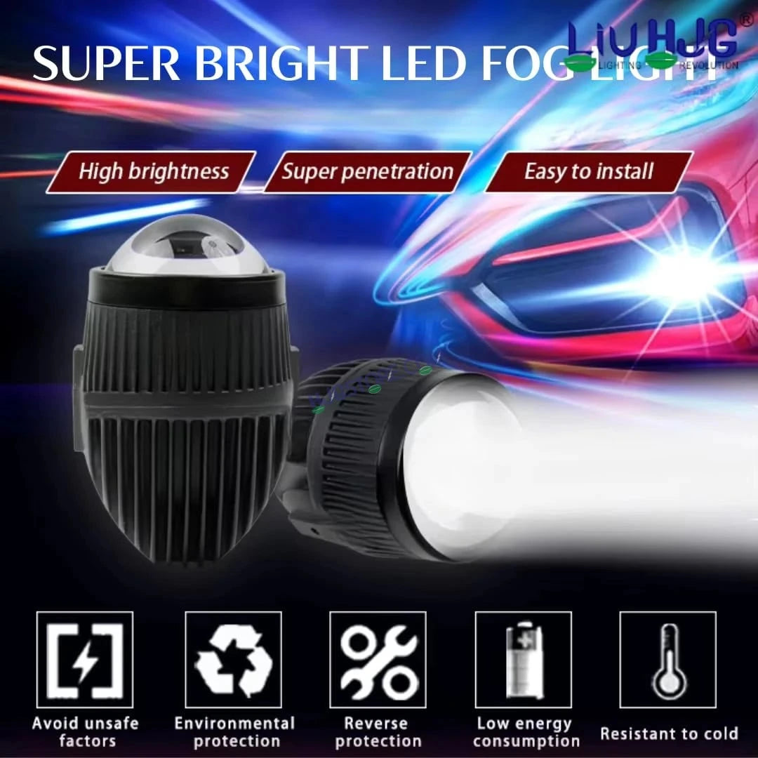 HJG New J37 Single Projector Lens 2pc Foglight Single LED Projector Fog Lens 60W with Red DRL Foglight Ultra Wide Dual Intensity LED Fog Lights White/Yellow/Red DRL Projector (60W) Universal For All Cars & Bikes LIU HJG J37 Projector Lens Power Efficient - HJGstore.com
