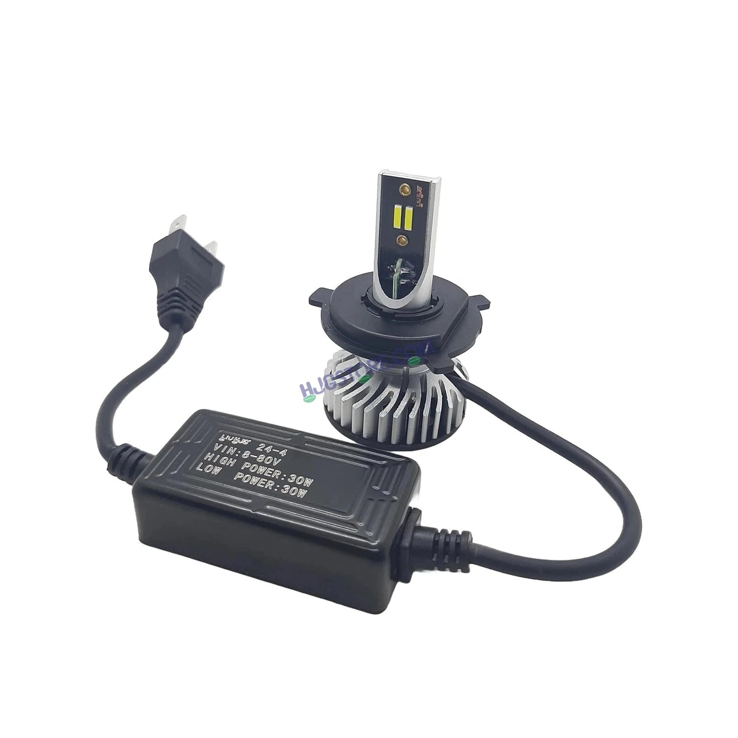 HJG M2 30W AC/DC H4 Headlight LED Bulb 30W LIU HJG M2 30W AC/DC Head Light Lamp H4 LED Mini Projector Lens with Fan for Bike Bulb 4500LM Conversion Kit Hi/Lo Beam Headlight 12V/24V for Motorcycle, Set of 1, White Hi/Lo - HJGstore.com