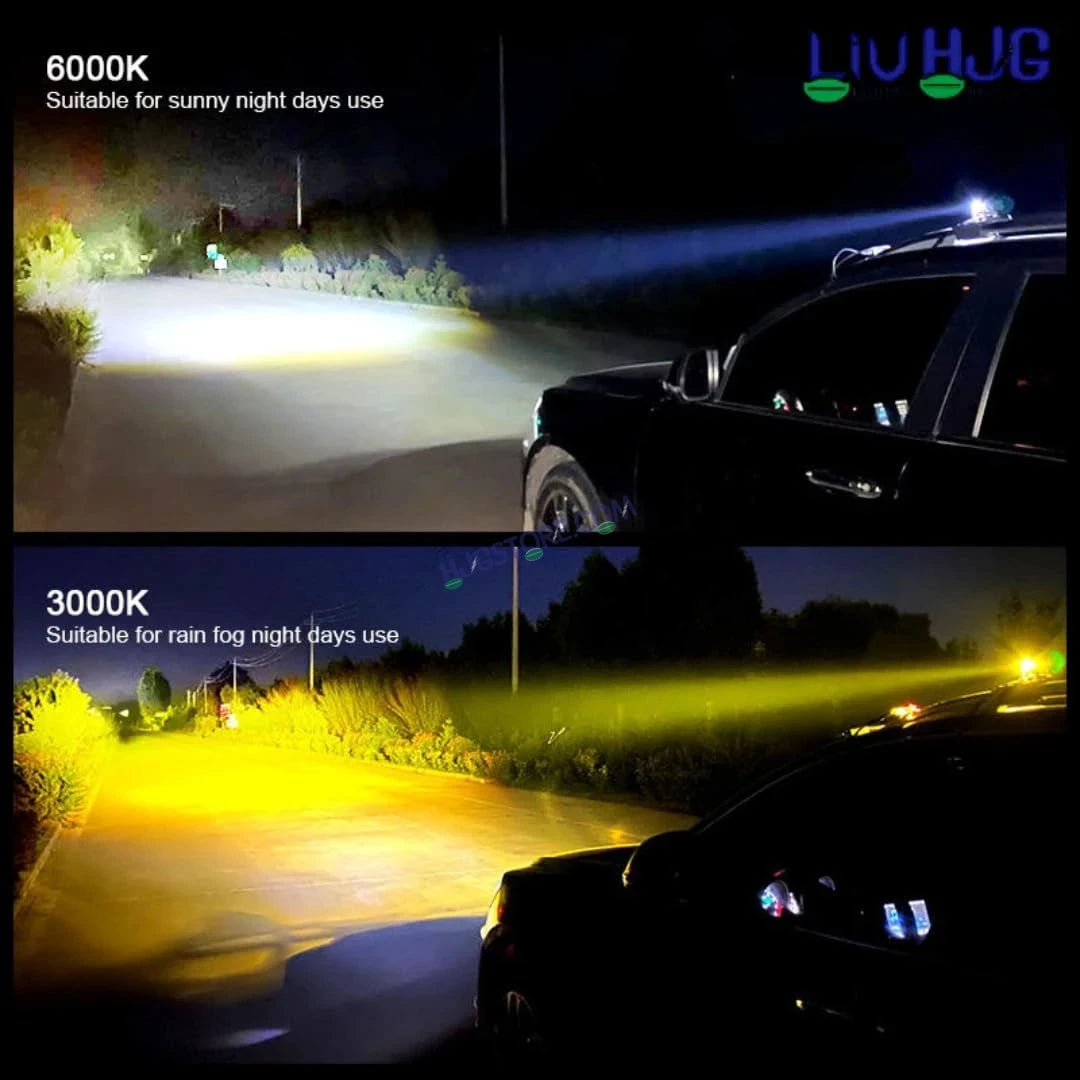 HJG New J37 Single Projector Lens 2pc Foglight Single LED Projector Fog Lens 60W with Red DRL Foglight Ultra Wide Dual Intensity LED Fog Lights White/Yellow/Red DRL Projector (60W) Universal For All Cars & Bikes LIU HJG J37 Projector Lens Power Efficient - HJGstore.com