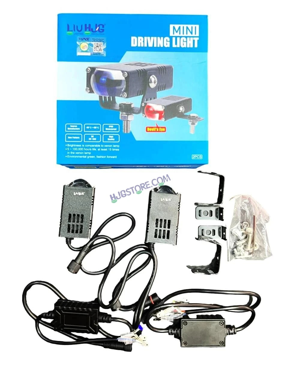 HJG Original Waymaker Dual Colour Fog Light Mini Drive Light Version 4 With Red Devil Eye And Wiring With Canbus For All Cars and Motorcycles (2Pcs) HJG Waymaker Foglight HJG - HJGstore.com