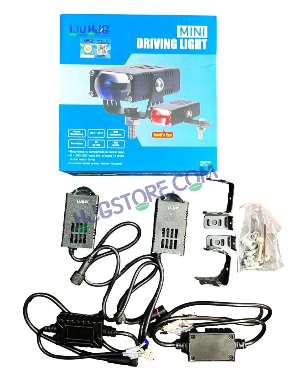 HJG Original Waymaker Dual Colour Fog Light Mini Drive Light Version 4 With Red Devil Eye And Wiring With Canbus For All Cars and Motorcycles (2Pcs) HJG Waymaker Foglight HJG - HJGstore.com