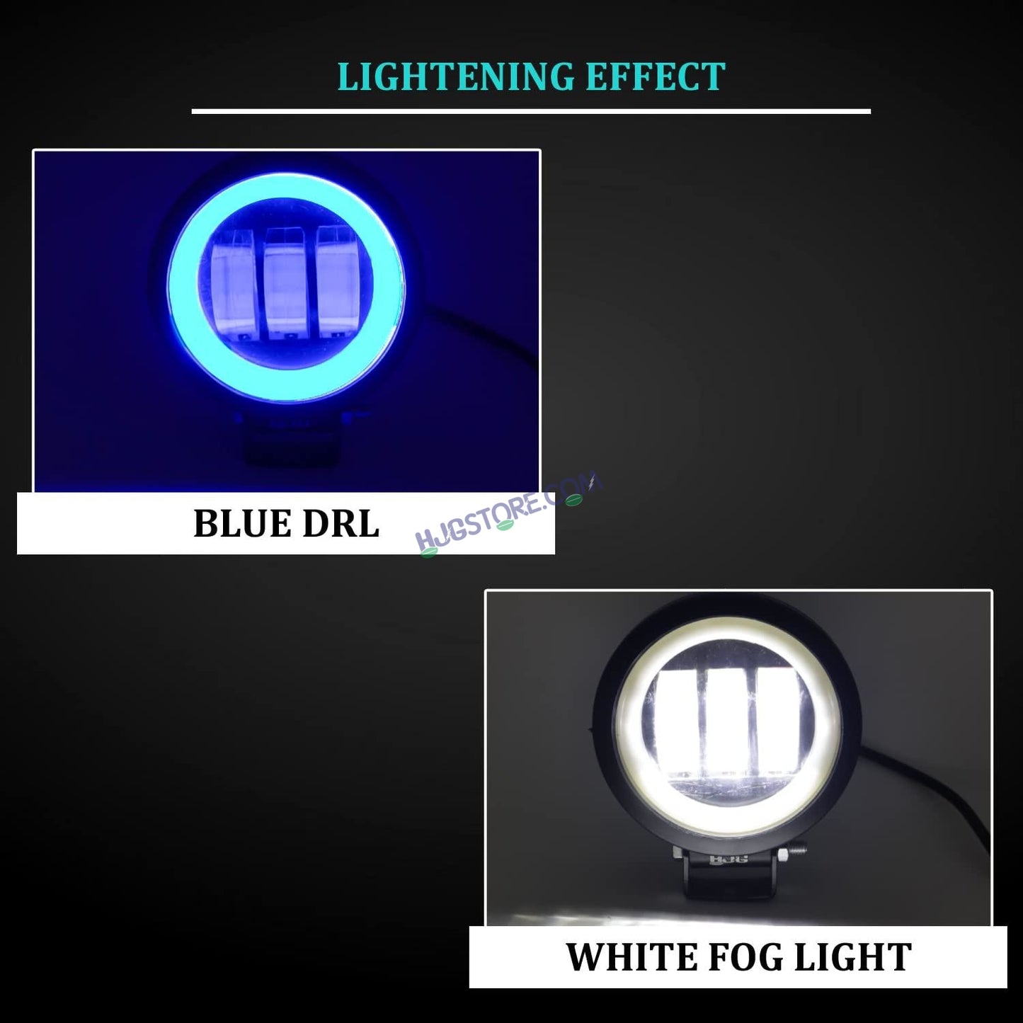 HJG Harley Round Shape fog light 3 Led Blue DRL For bikes and cars.(Light Power: 60W Voltage: DC9-80V) - HJGstore.com