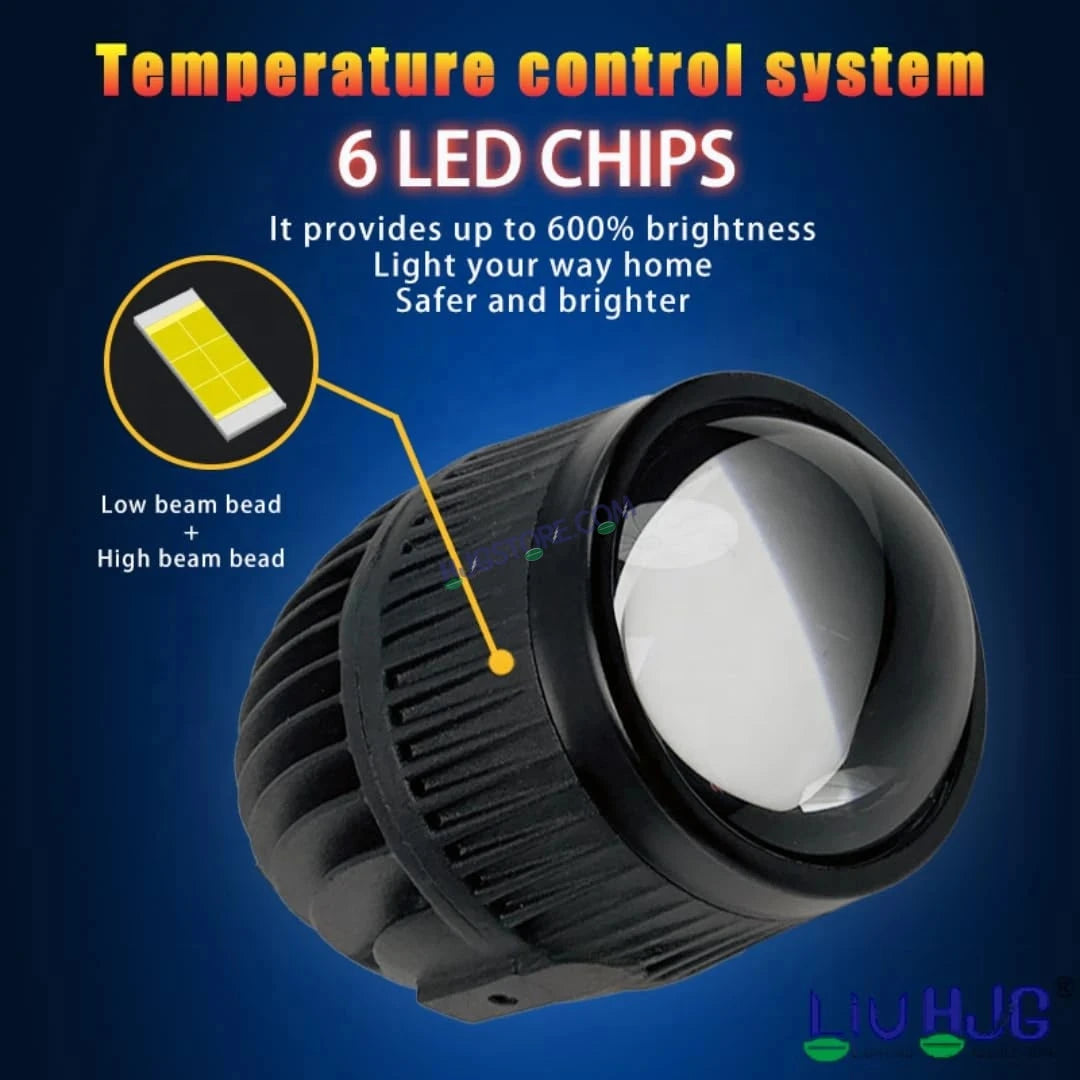 HJG New J37 Single Projector Lens 2pc Foglight Single LED Projector Fog Lens 60W with Red DRL Foglight Ultra Wide Dual Intensity LED Fog Lights White/Yellow/Red DRL Projector (60W) Universal For All Cars & Bikes LIU HJG J37 Projector Lens Power Efficient - HJGstore.com