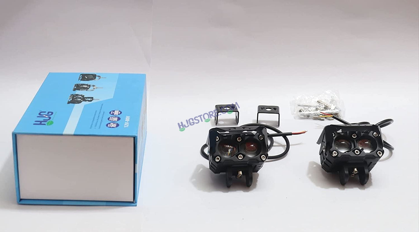 HJG Double Lens Dual Tone Fog Light with Smart LED 12-80W with Universal Fit for All Cars and Bikes (Hjg Original) - Yellow/ White - HJGstore.com