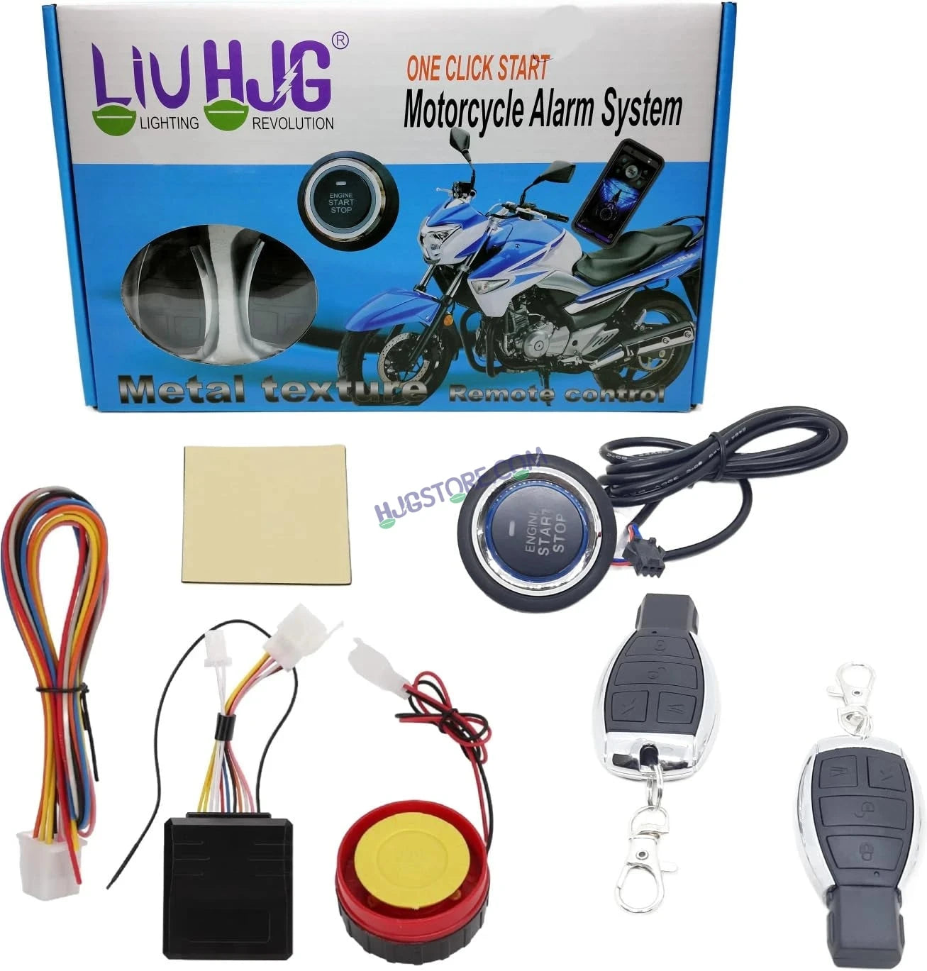 HJG Push Button Alarm System Kit One-Way Bike Alarm Kit for Two Wheeler Security HJG Anti-Theft Alarm System Kit (Loud Siren, Flashing Light 125 dB) LIU HJG Push Button Alarm System Kit - HJGstore.com