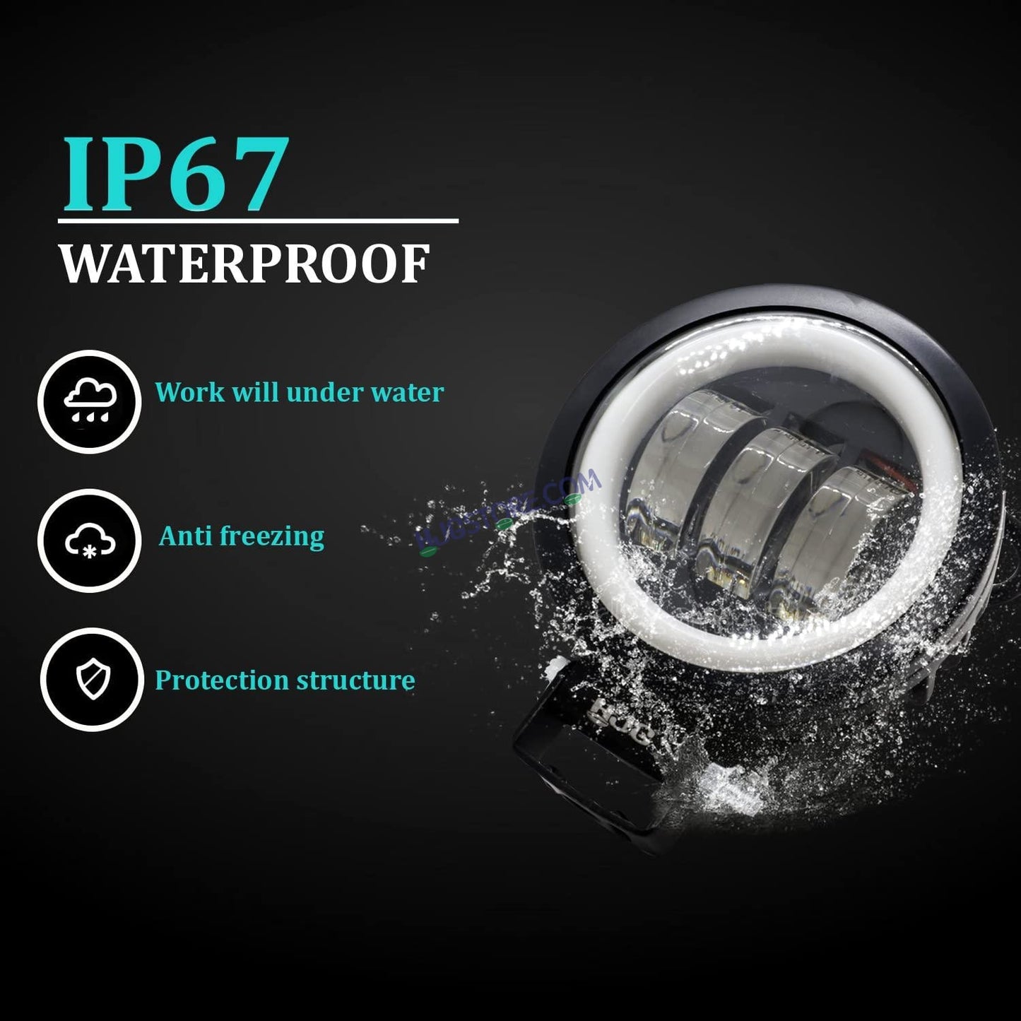 HJG Harley Round Shape fog light 3 Led Blue DRL For bikes and cars.(Light Power: 60W Voltage: DC9-80V) - HJGstore.com