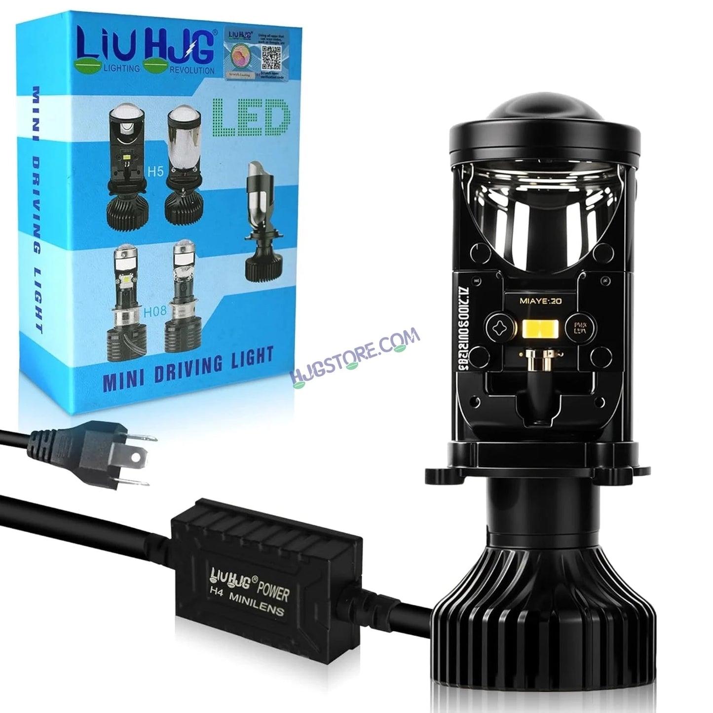 HJG Y6 Projector Lens Set of 2 H4 LED Bulb 100W Car HJG Y6 Projector Light Lamp H4 LED Mini Projector Lens with Fan for Bike & Car Bulb 7000LM Conversion Kit Hi/Lo Beam Headlight 12V/24V for Motorcycle & Car, Set of 2, Car, White - HJGstore.com