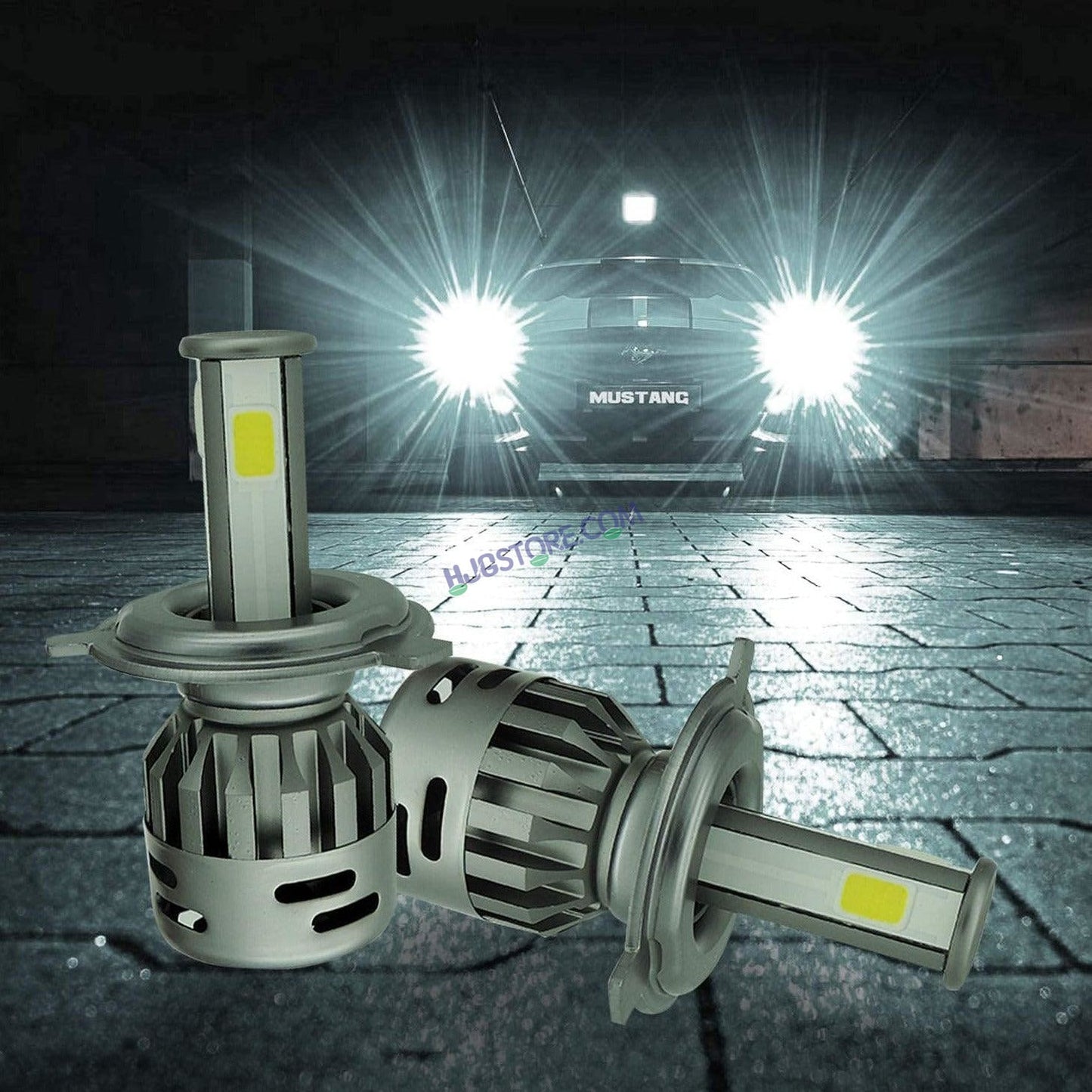 HJG ORIGINAL LED Headlight Bulb H4 50W For All Motorcycles (Low and High Beam Bulbs (White) AC/DC 50Watt 3 Side Chip) - Type H4 - HJGstore.com