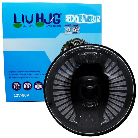 HJG 7 Inch Angel Wings White LED Headlight Angel Wings Headlight Assembly for Thar Royal Enfield | 75-120W CREE/Osram LED Chip Multi color Compatible with Royal Enfield, Jeep, Thar, Gypsy - HJGstore.com