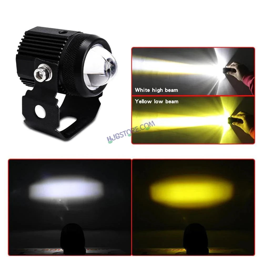 Original HJG Mini Drive LED Fog Light Bulb Lamp For Cars and Motorcycles Dual Color (White & Yellow) With Cooling Fan 2Pcs - HJGstore.com