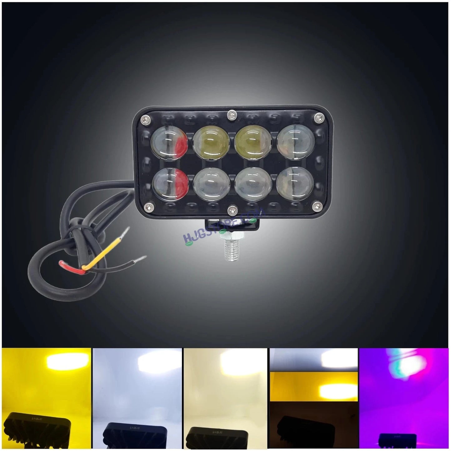 HJG 8 LED Red Blue Foglight with 5 Modes and Red Blue Flash DRL 8 LED Foglight Light Red Blue Flashing Light Multiple Connecting White, Yellow, White + Yellow, Flash, Red Blue Flash HJG - HJGstore.com