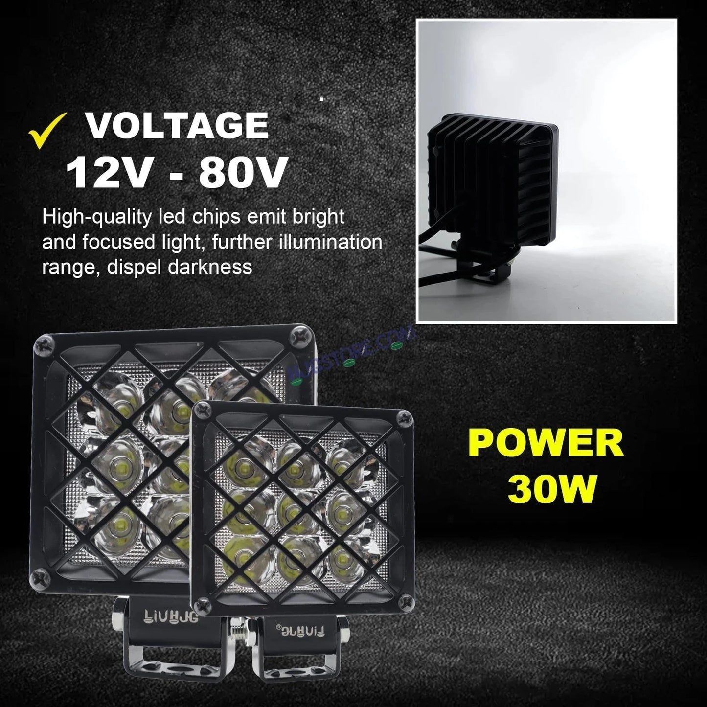 HJG 9 LED Grille 60W Square Fog Light with Flashing Mode For Universal For Bike Universal For Car (Set of 2) 60W HJG - HJGstore.com