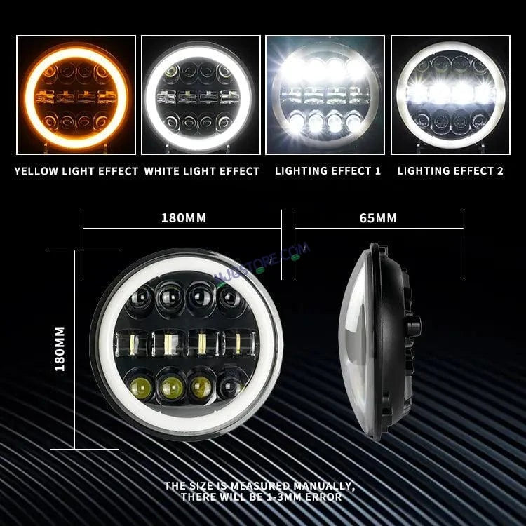 HJG 7 Inch Fashion Design Hi/lo Beam Black Round 7" Headlight 60w H4 Led Headlamp 7inch Drl Led Headlight 231045 2 - HJGstore.com