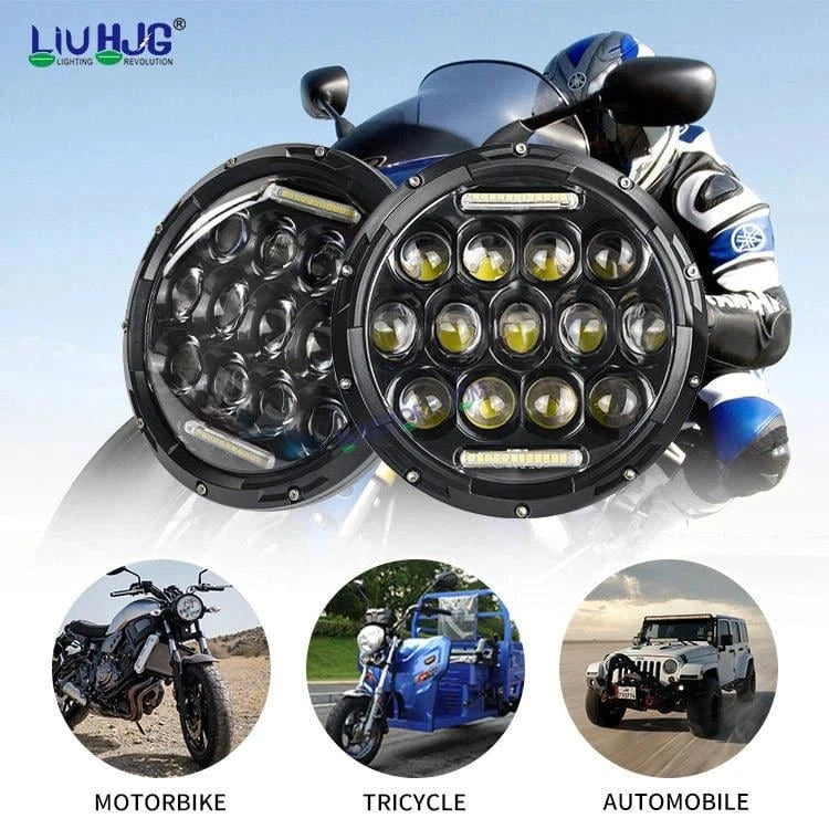 HJG 7 Inch Led Headlight Assembly Halo Lights Dual Color Yellow White 7 Inch Round Motorcycle Lights For Jeeps Universal Car Compatible with Royal Enfield, Jeep & Harley Davidson 231042 2 - HJGstore.com