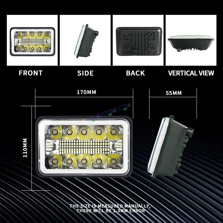 HJG New Model Reflector Lens Headlight Assembly Square 12v 45w 4x6" 5x7" Inch Led Headlights For Jeep, Splendor Headlight Assembly HJG 231200 - HJGstore.com