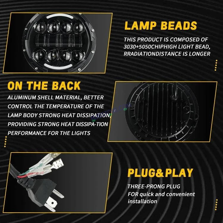 HJG 7 Inch 7 Inch Led Headlight For Land Rover Defender Accessories Halo Led Lights For Royal Enfield Thar 231053 2 - HJGstore.com