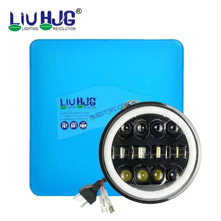 HJG 7 Inch Fashion Design Hi/lo Beam Black Round 7" Headlight 60w H4 Led Headlamp 7inch Drl Led Headlight 231045 2 - HJGstore.com