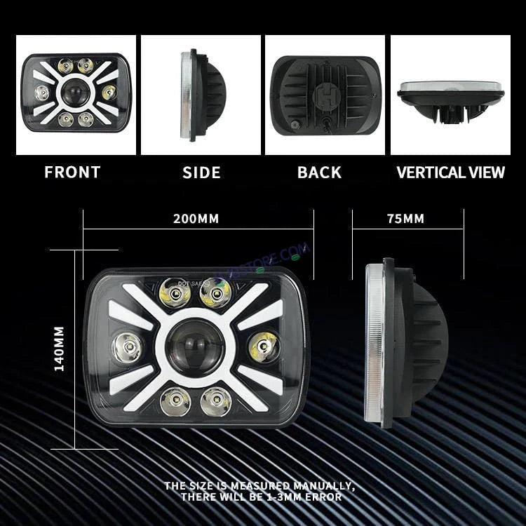 HJG X Shape Splendor Lens Headlight Assembly Square 12v 45w 4x6" 5x7" Inch Led Headlights For Jeep, Splendor Headlight Assembly HJG 231200 - HJGstore.com