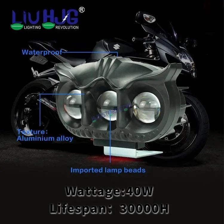 HJG Owl Design Dual Color Mini Led Motorcycle Fog Light Head Light Headlight Led Auxiliary Spot Led Lights for Motorcycle - HJGstore.com