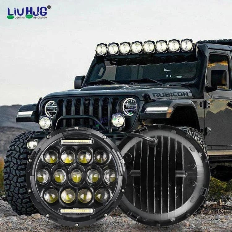 HJG 7 Inch Led Headlight Assembly Halo Lights Dual Color Yellow White 7 Inch Round Motorcycle Lights For Jeeps Universal Car Compatible with Royal Enfield, Jeep & Harley Davidson 231042 2 - HJGstore.com