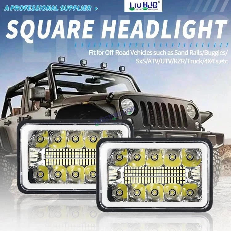 HJG New Model Reflector Lens Headlight Assembly Square 12v 45w 4x6" 5x7" Inch Led Headlights For Jeep, Splendor Headlight Assembly HJG 231200 - HJGstore.com