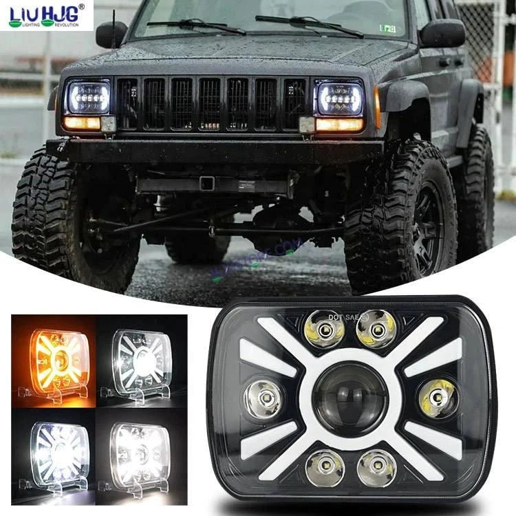 HJG X Shape Splendor Lens Headlight Assembly Square 12v 45w 4x6" 5x7" Inch Led Headlights For Jeep, Splendor Headlight Assembly HJG 231200 - HJGstore.com