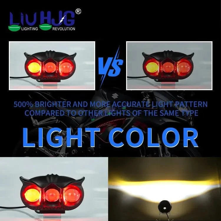 HJG Owl Design Dual Color Mini Led Motorcycle Fog Light Head Light Headlight Led Auxiliary Spot Led Lights for Motorcycle - HJGstore.com
