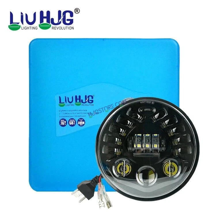 HJG 7 Inch Led Headlight Halo Lights Dual Color Yellow White 90w 7 Inch Round Motorcycle Lights For Jeeps Universal Car Compatible with Royal Enfield, Jeep & Harley Davidson 231047 - HJGstore.com